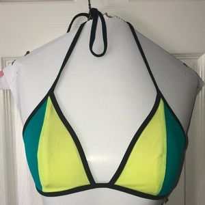 PINK Triangle Colorblock Bikini Top